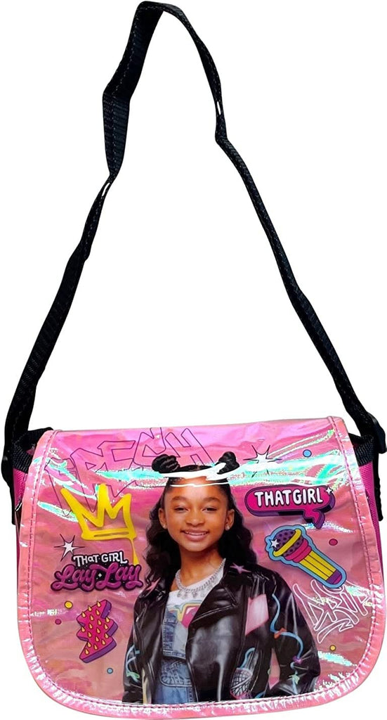 That Girl Lay Lay Girl's Flap Over Crossbody Shoulder Purse (Pink-Black)