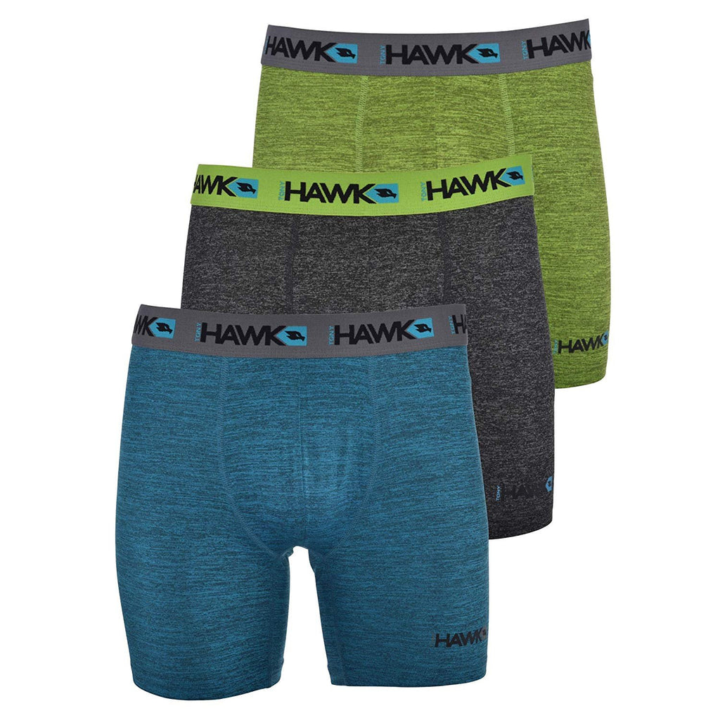 TONY HAWK Mens Performance Underwear - 3-Pack Stretch Performance Boxer Briefs Training Breathable Athletic Fit No Fly