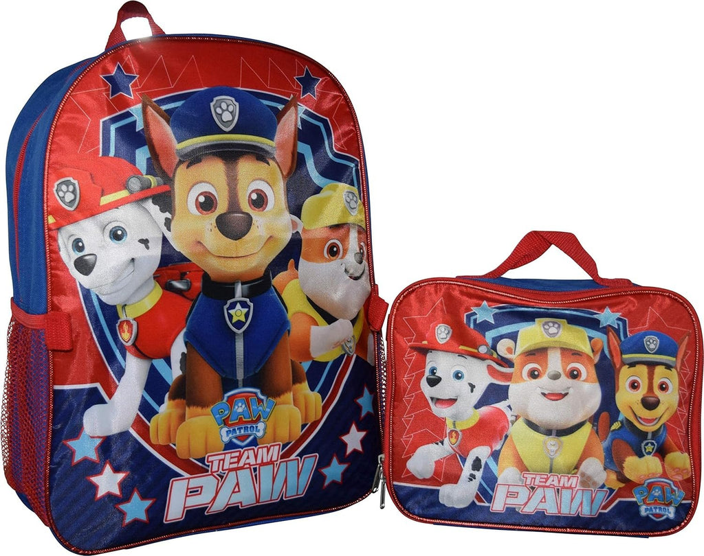 Ruz Paw Patrol Boys 16 Inch Backpack With Removable Matching Lunch Box Set