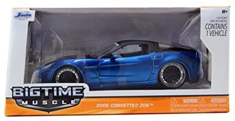 Set of 2 Jada Bigtime Muscle 2006 Chevy Corvette Z06 with Atomic Rims 1:24 Scale (Red)