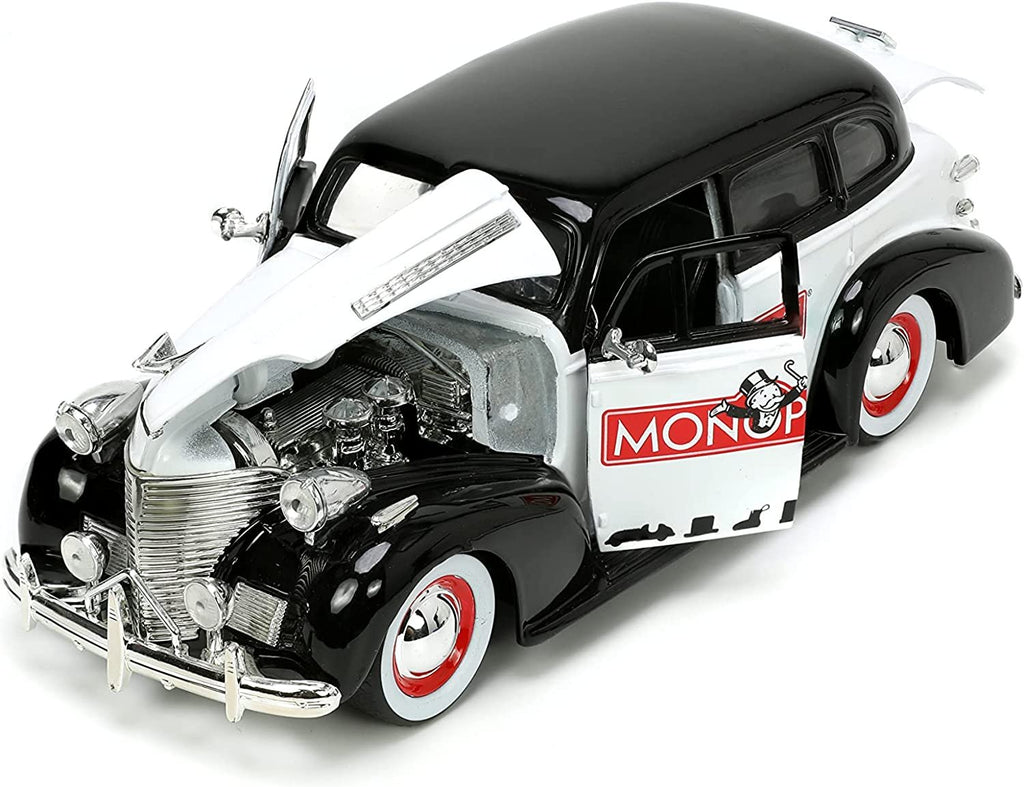Jada Toys Mr. Monopoly 1:24 1939 Chevrolet Master Deluxe Die-cast Car w/ 2.75" Rich Uncle Pennybags Figure, Toys for Kids and Adults (33230)