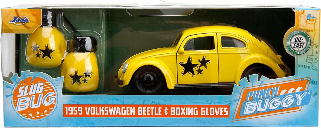 Punch Buggy 1:32 Scale 1959 Volkswagen Beetle Die-cast Car with Mini Gloves Accessory (Yellow), Toys for Kids and Adults