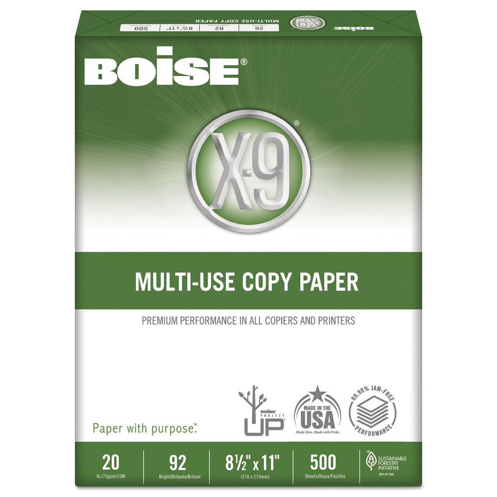 Boise OX9001JR X-9 Multi-Use Copy Paper, 92 Bright, 20lb, 8-1/2 x 11, White, 2500 Sheets/Carton