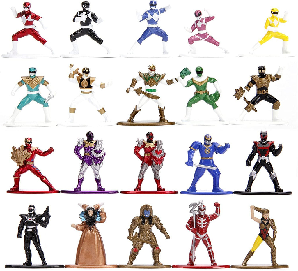 Jada Toys Power Rangers 1.65" Die-cast Metal Collectible Figures 20-Pack, Toys for Kids and Adults, Silver