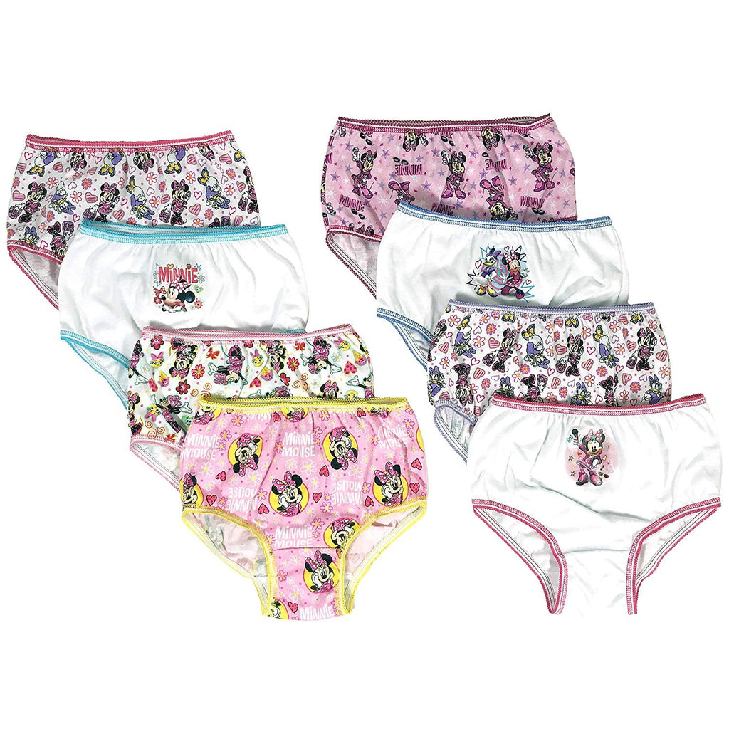 Minnie Mouse Girls Panties Underwear - 8-Pack Toddler/Little Kid/Big Kid Size Briefs Mickey Clubhouse