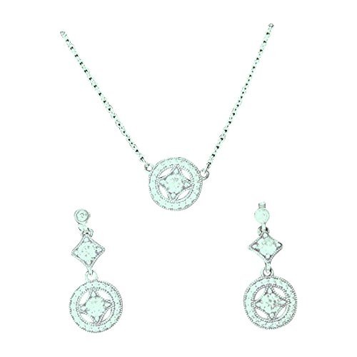 Pandora Vintage Allure Jewelry Gift Set, Necklace and Earrings, Clear CZ, 17.7 in, USB796700