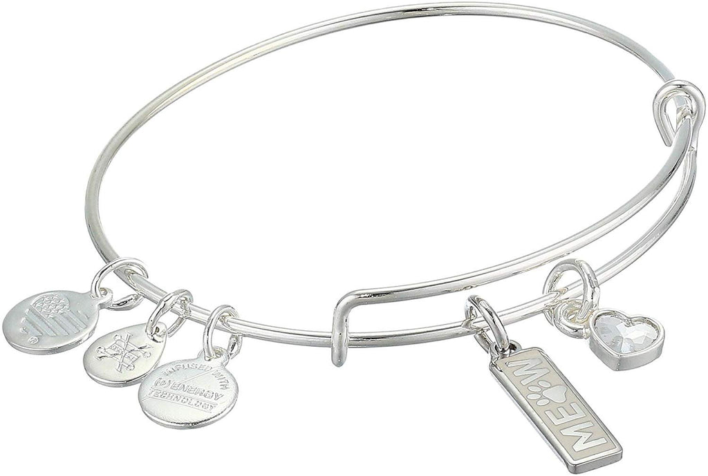 Alex and ANI Duo Charm Meow and Woof Bangle Bracelet Silver/Meow One Size