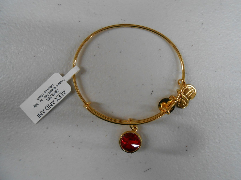 Alex and Ani JULY Crystal Birthstone RUBY Bracelet Yellow Gold Finish NWTBC