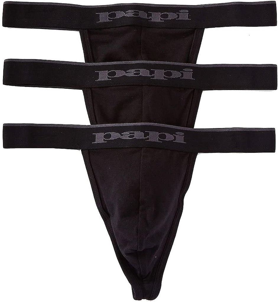 Papi Men's 3-Pack Premium Fashion Cotton Active Stretch Thong