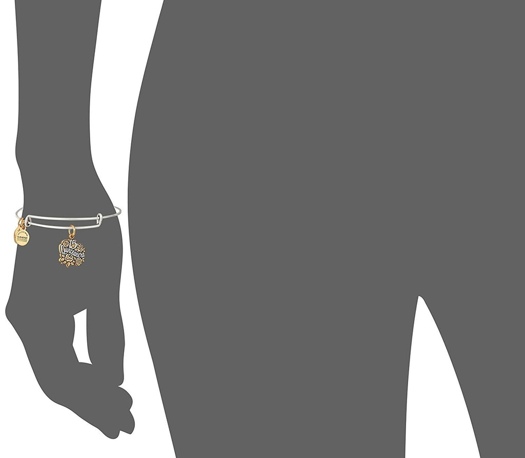 Alex and Ani Womens Quinceanera Bangle Bracelet, Two Tone, Expandable