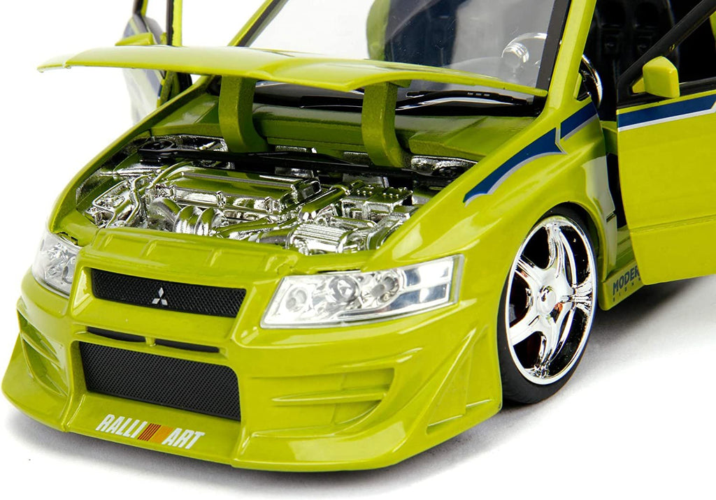 Jada Toys Fast & Furious 1:24 Brian's Mitsubishi Lancer Evolution VII Die-cast Car, Toys for Kids and Adults, Lime Green (99788)