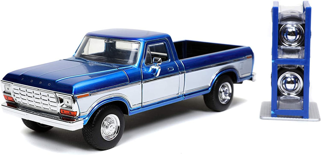 Jada Toys Just Trucks 1:24 1970 Ford F-150 with Rack Die-cast Car Candy Blue, Toys for Kids and Adults