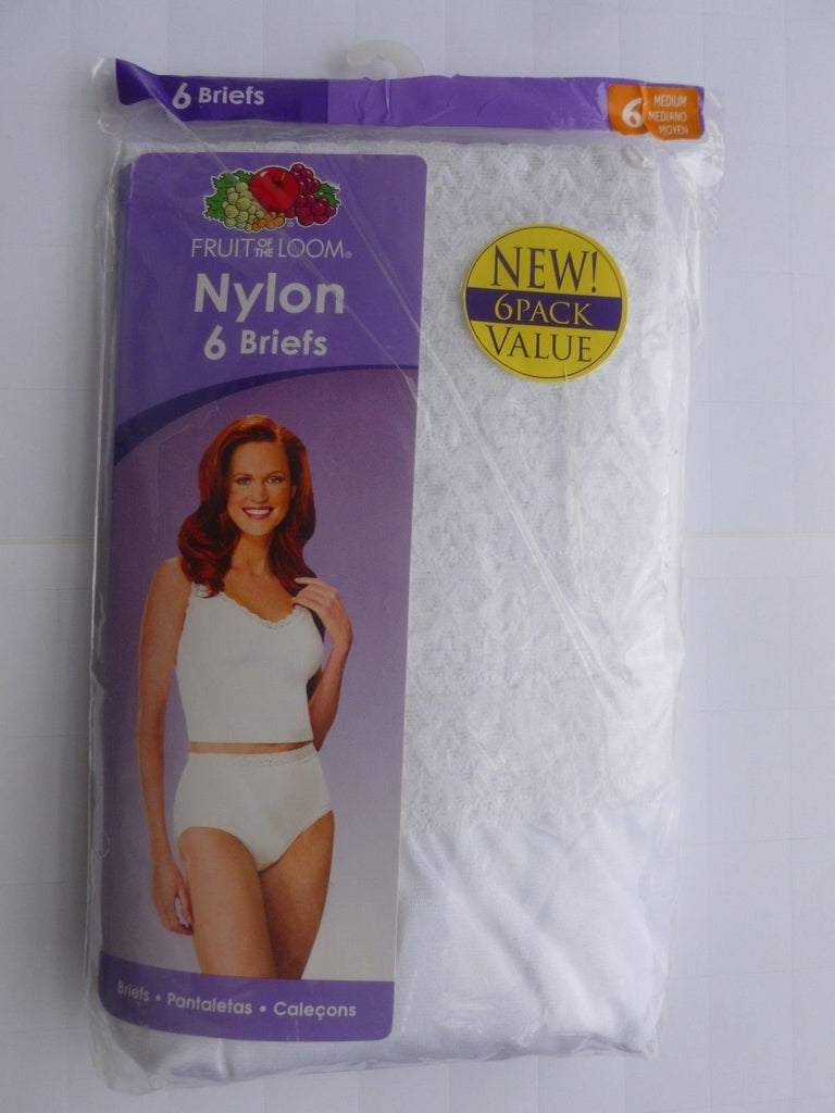 Fruit of the Loom Women's White or Assorted Nylon Briefs 6 or 12 Pack Size 6-10