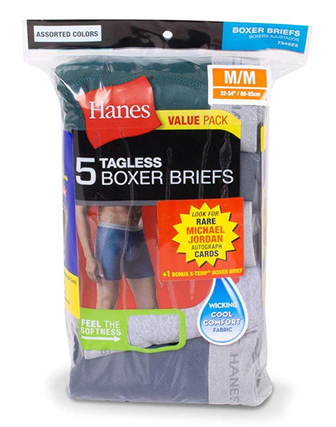 Hanes Mens Jordan Collector Boxer Brief with Comfort Flex 6-Pack (2349E6)