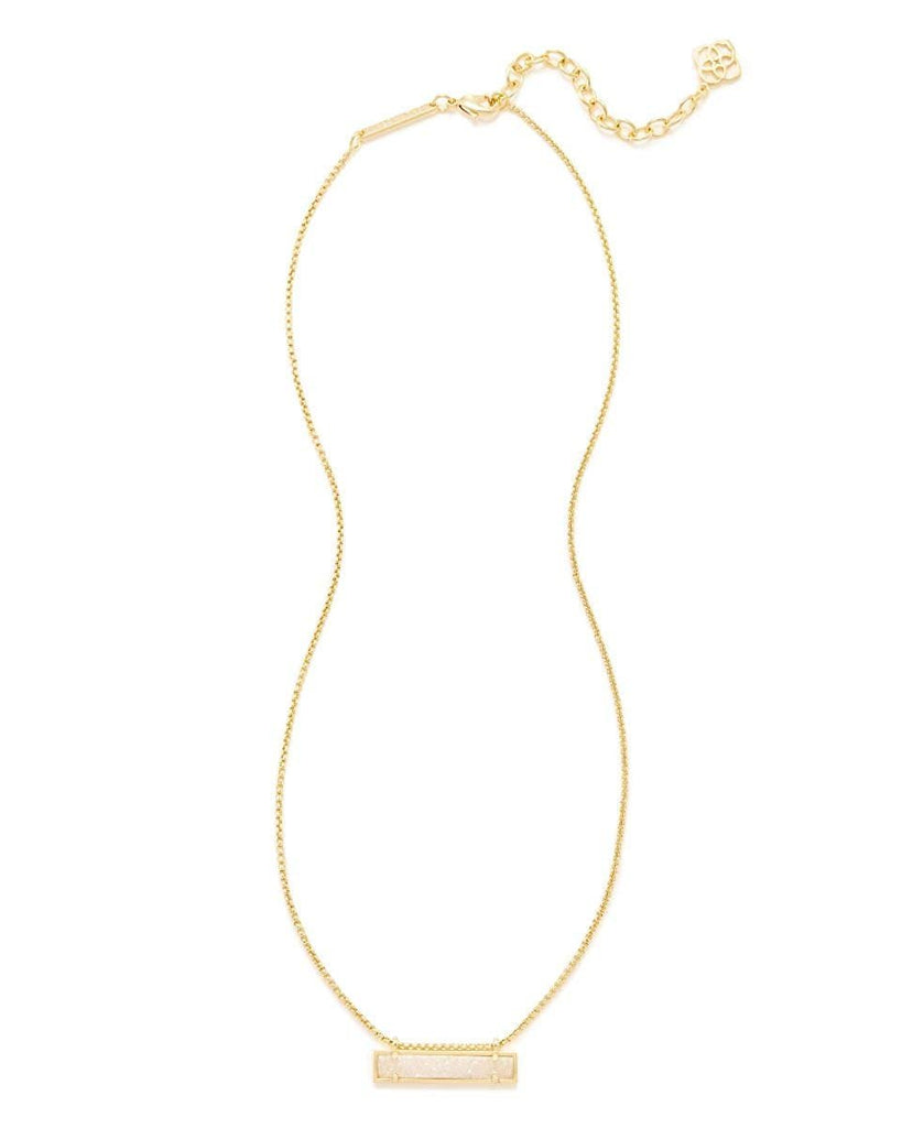 Kendra Scott Leanor Bar Pendant Necklace in Iridescent Drusy & Gold