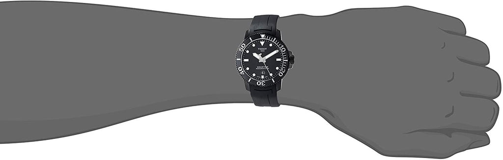 Tissot Men's Seastar 660/1000 Stainless Steel Swiss Automatic Rubber Strap, Black, 21 Casual Watch (Model: T1204073705100)