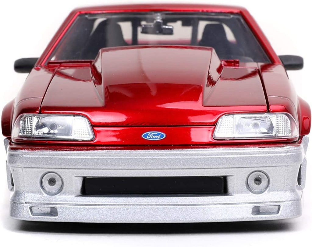 Jada Toys Bigtime Muscle 1:24 1989 Ford Mustang GT Die-cast Car Red Silver, Toys for Kids and Adults