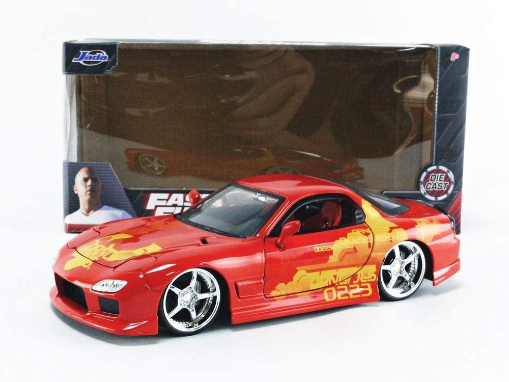 Jada Toys Fast & Furious 1:24 Orange JLS Mazda RX-7 Die-cast Car, Toys for Kids and Adults (30747)