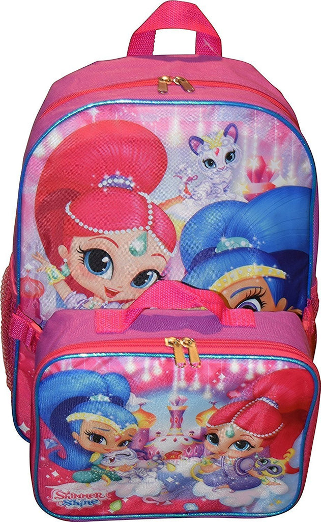 Nickelodeon Girl Shimmer And Shine 16" Backpack With Detachable Matching Lunch Box