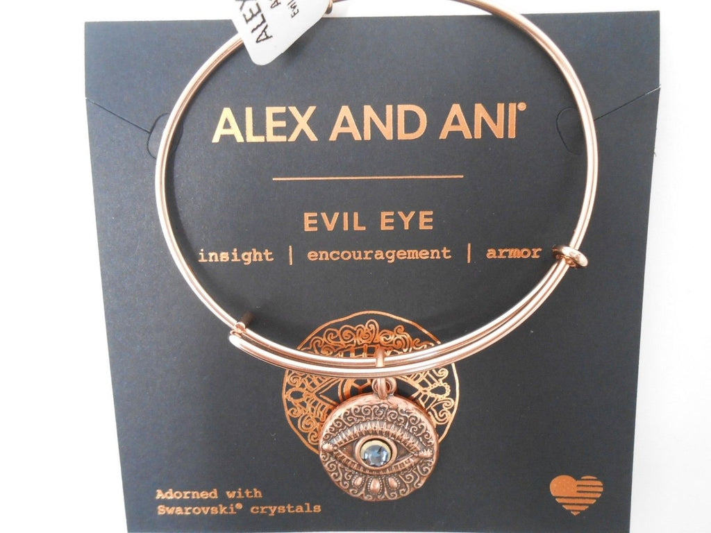 Alex and Ani Evil Eye Bangle Bracelet Rose Gold New Tag Box Card 2018