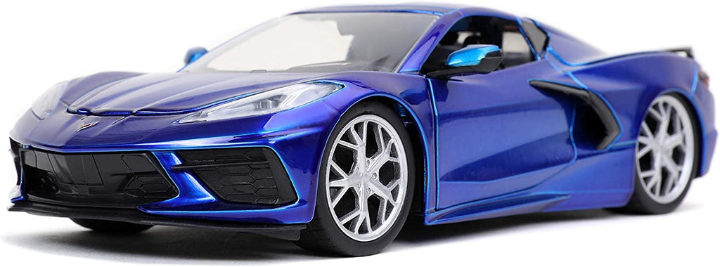 Jada Toys Bigtime Muscle 1:24 2020 Chevy Corvette Stingray Die-cast Car Candy Blue, Toys for Kids and Adults