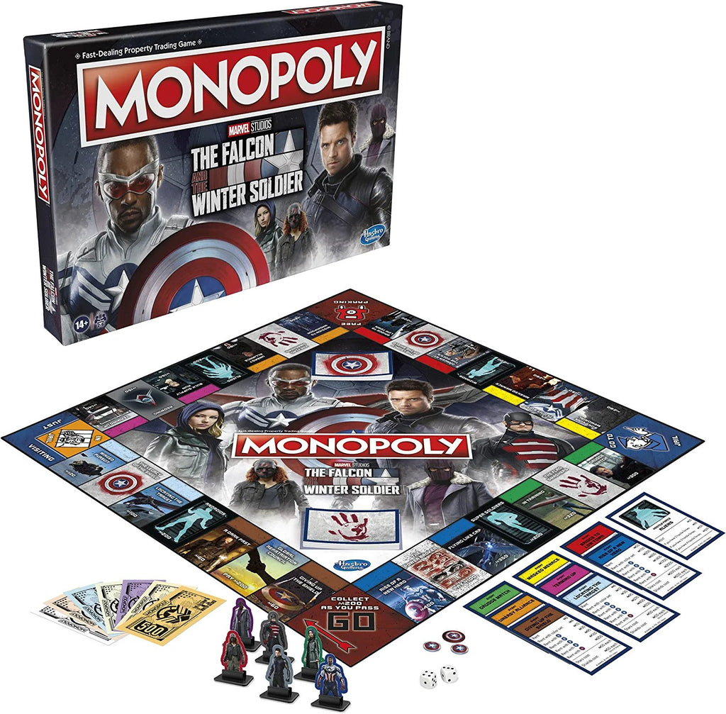 MONOPOLY: Marvel Studios' The Falcon and The Winter Soldier Edition Board Game for Marvel Fans, Game for 2-6 Players for Ages 14 and Up