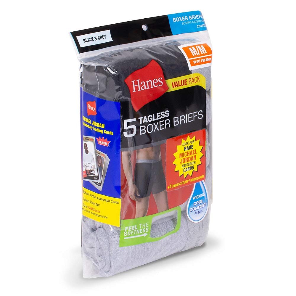 Hanes Mens Jordan Collector Boxer Brief with Comfort Flex 6-Pack (2349E6)