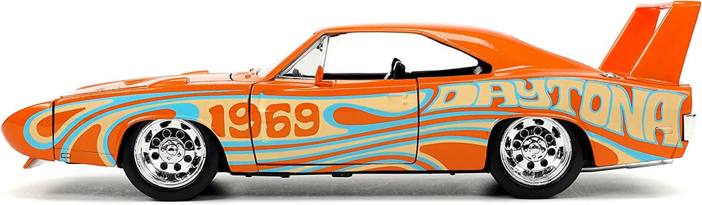 Jada Toys I Love The 60’s 1:24 1969 Dodge Charger Daytona Die-Cast Car, Toys for Kids and Adults, Orange