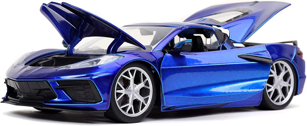 Jada Toys Bigtime Muscle 1:24 2020 Chevy Corvette Stingray Die-cast Car Candy Blue, Toys for Kids and Adults