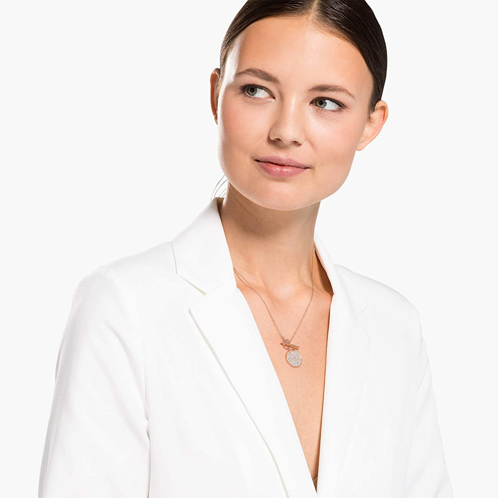SWAROVSKI Women's Ginger Rose-Gold Tone Finish Necklace & Earrings Clear Crystal Jewelry Collection