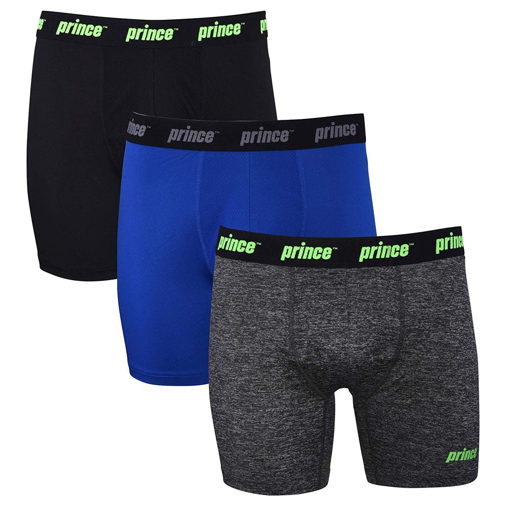 prince Mens Performance Boxer Briefs - 3-Pack Performance Fit Stretch Underwear No Fly Breathable Moisture Management