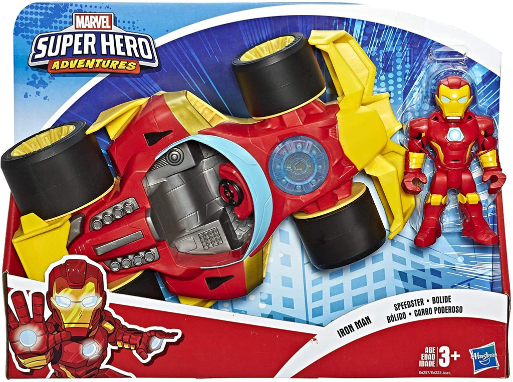 Super Hero Adventures Playskool Heroes Marvel Iron Man Speedster, 5-Inch Figure and Vehicle Set, Collectible Toys for Kids Ages 3 and Up