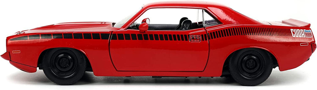 Jada Toys Big Time Muscle 1:24 1973 Plymouth Barracuda Die-cast Car Red/Black, Toys for Kids and Adults