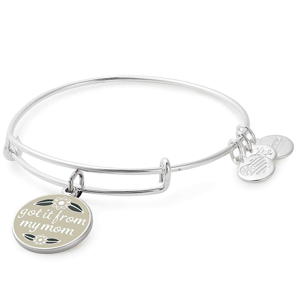 Alex and Ani Got It From My Mom Charm Bangle Bracelet - Shiny Silver Finish