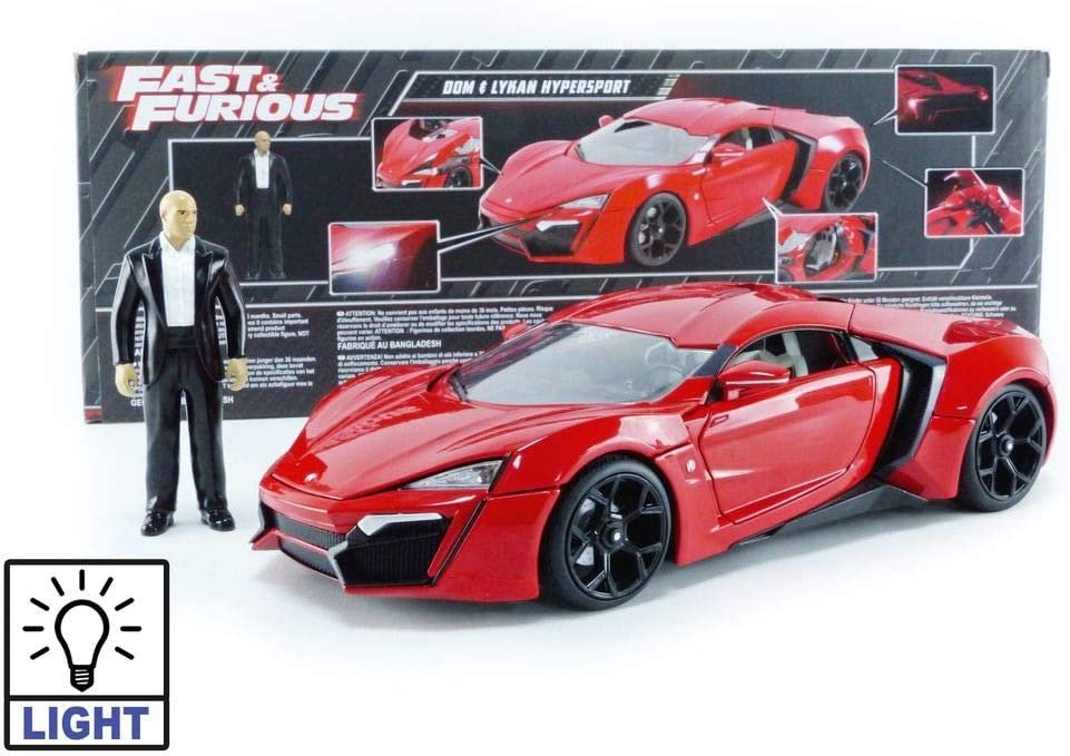 Fast & Furious 1:18 Lykan Hypersport Die-cast Car & 3" Dom Figure, Toys for Kids and Adults
