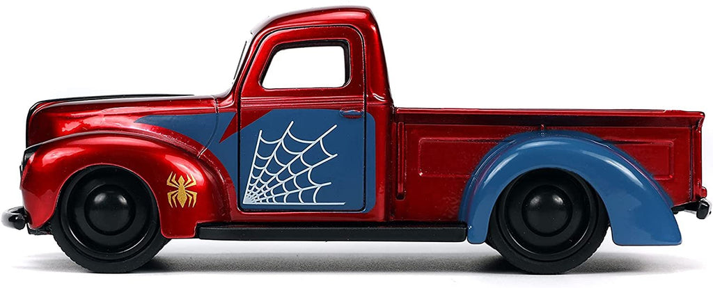 Jada Toys Marvel 1:32 1941 Ford Pickup Die-cast Car & 1.65" Proto-Suit Spider-Man Die-cast Figure, Toys for Kids Ages 8+