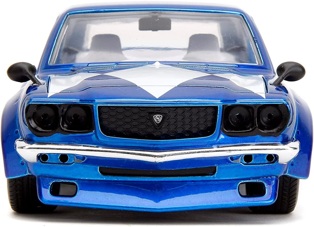 Power Ranges 1:24 1974 Mazda RX-3 Die-Cast Car & 2.75" Blue Ranger Figure, Toys for Kids and Adults