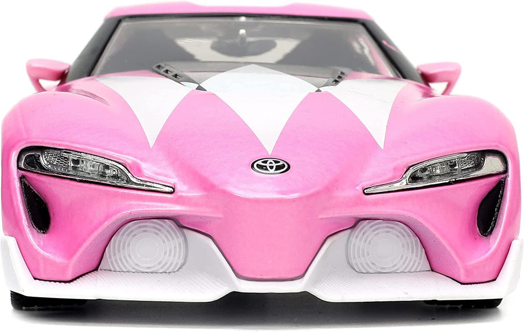 Jada Toys Mighty Morphin Power Rangers 1:24 Toyota FT-1 Concept Die-cast Car w/ 2.75" Pink Ranger Figure, Toys for Kids and Adults