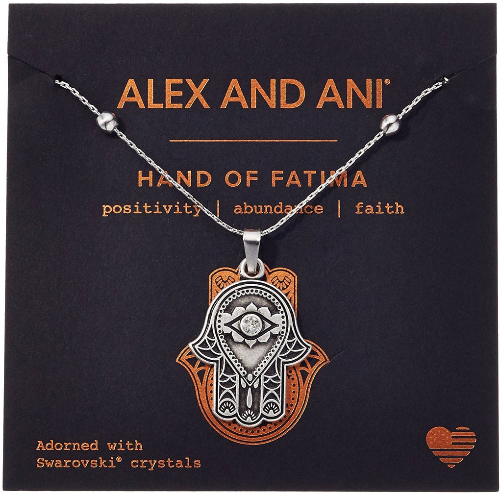 Alex and Ani Womens Path of Symbols - Hand of Fatima III Expandable Necklace w/ Swarovski Crystals