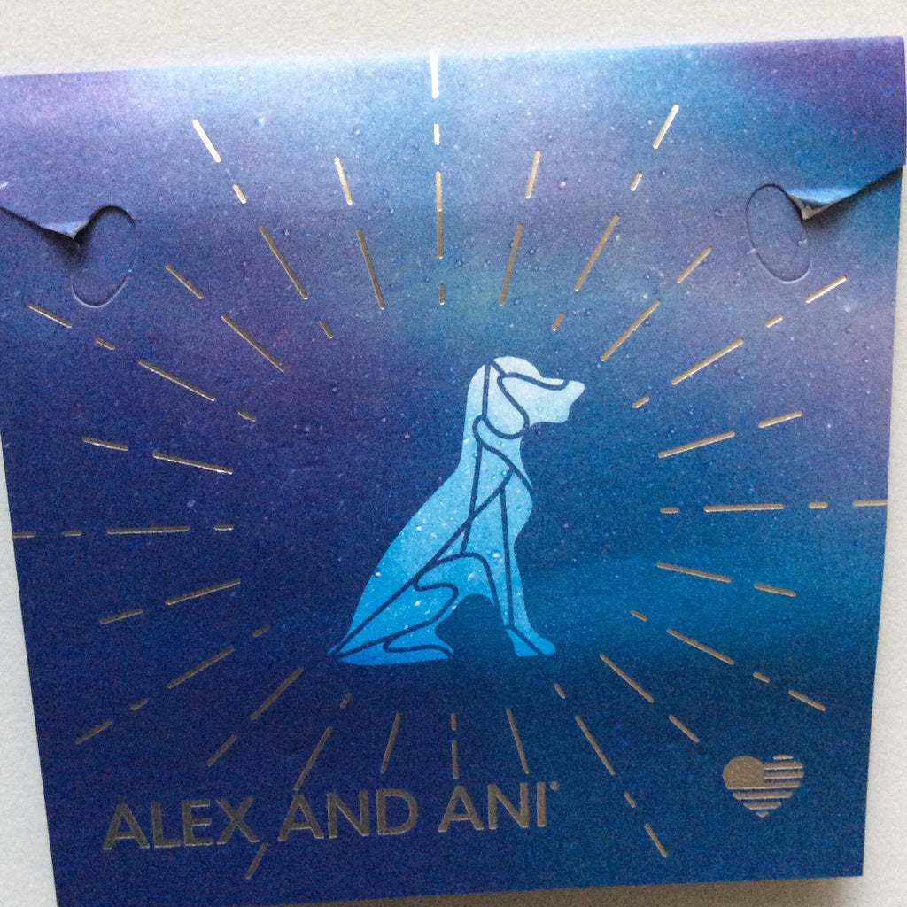 Alex and Ani Crystal Dog Bangle Bracelet Shiny Gold Tag Box Card