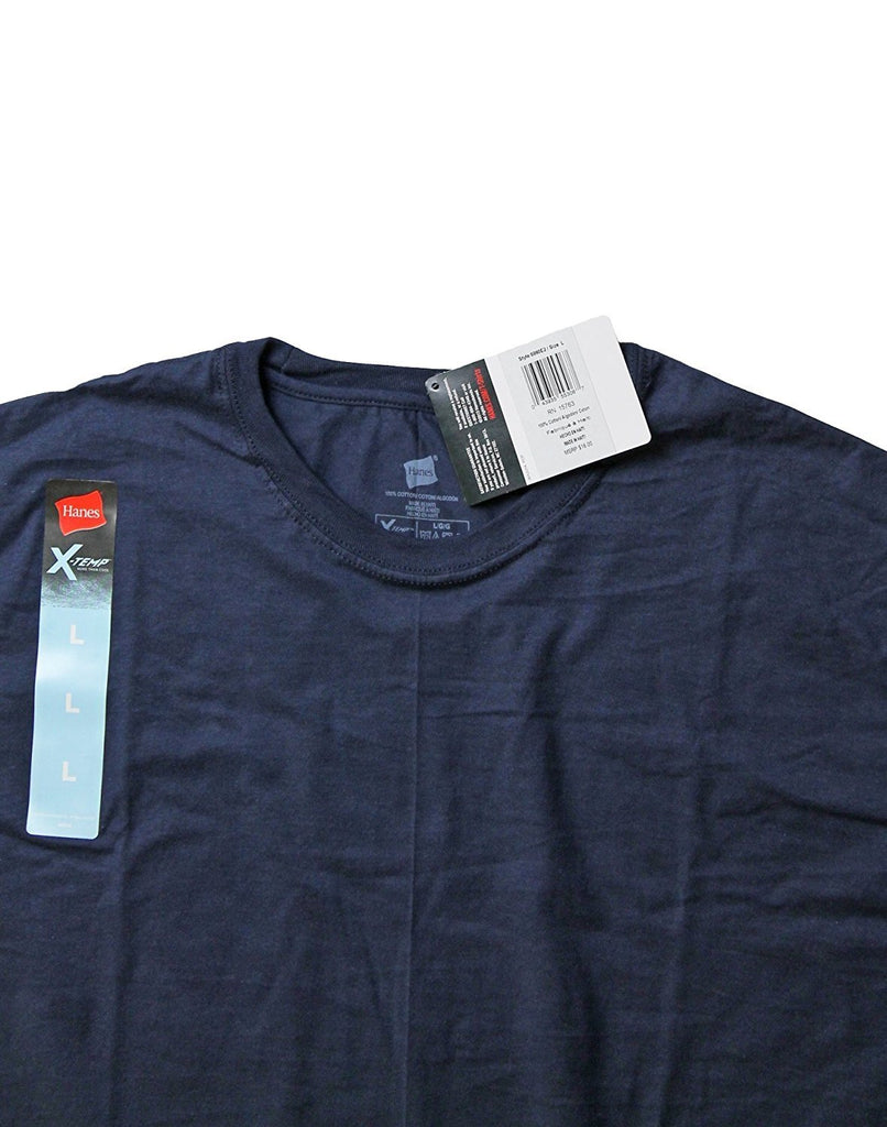 Hanes Mens X-Temp Ultimate Crew Undershirt - 6 Pack (Medium, Navy)