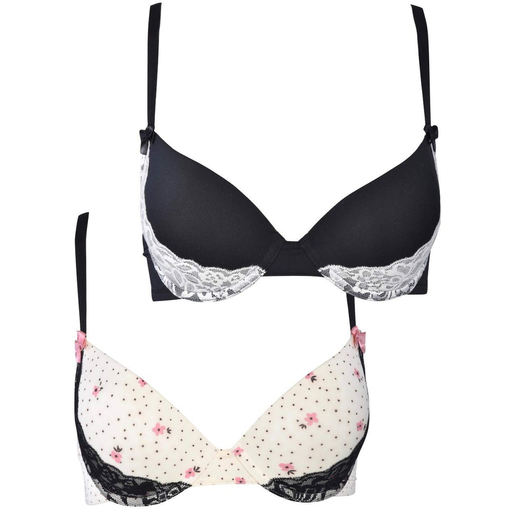 Donna Loren Women's Bra Full Coverage Lace Trim 2-Pack Underwire Molded