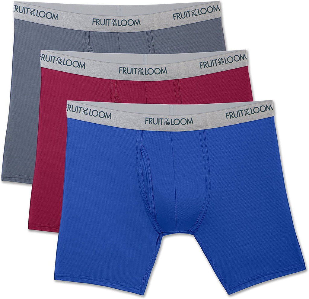 Fruit of the Loom Men's 3-Pack Everlight Long Leg Boxer Briefs