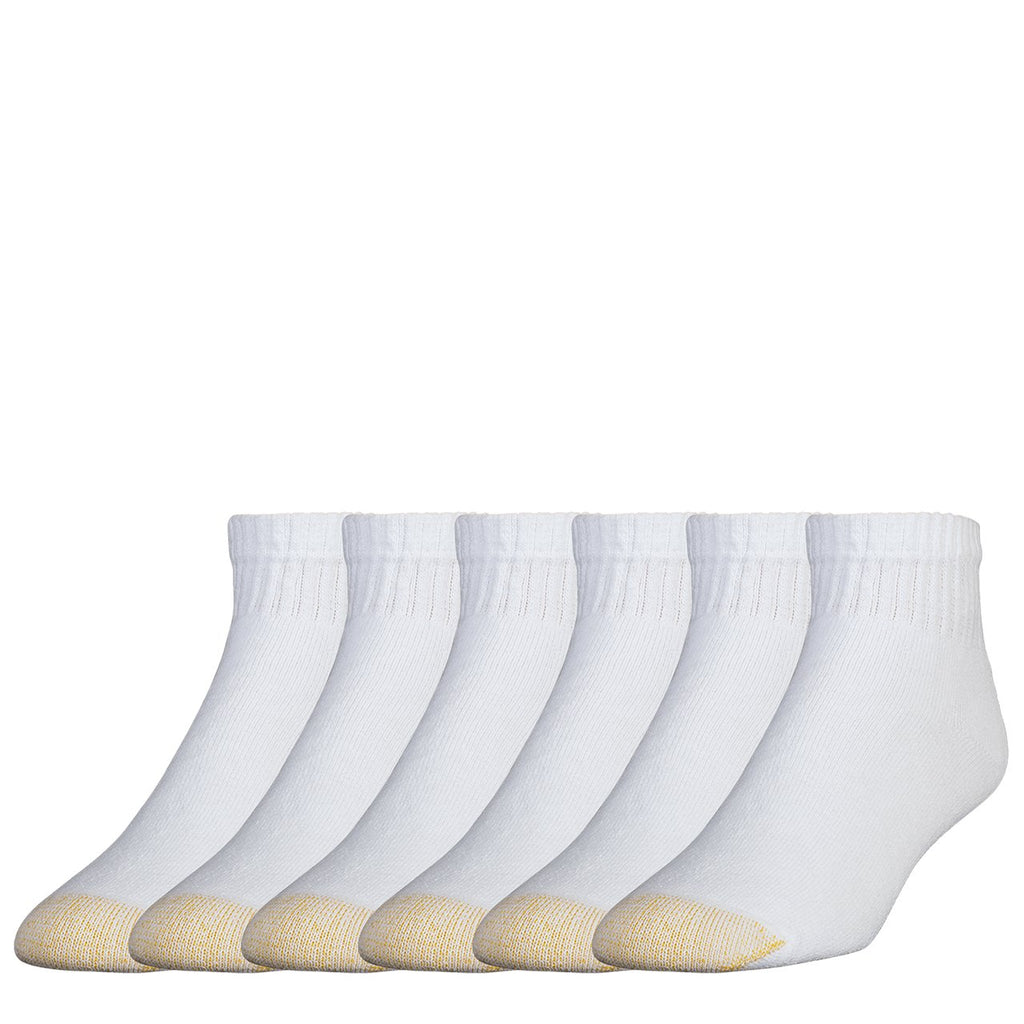 Gold Toe Men's Socks Quarter 6-Pack Athletic Breathable Soft Cotton Blend Slightly Irregular (White 12-16)