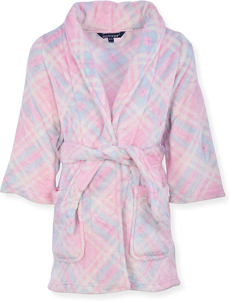 Isotoner Girls Plush Robe - Toddler Little Big Girl Unicorns Pink Comfortable