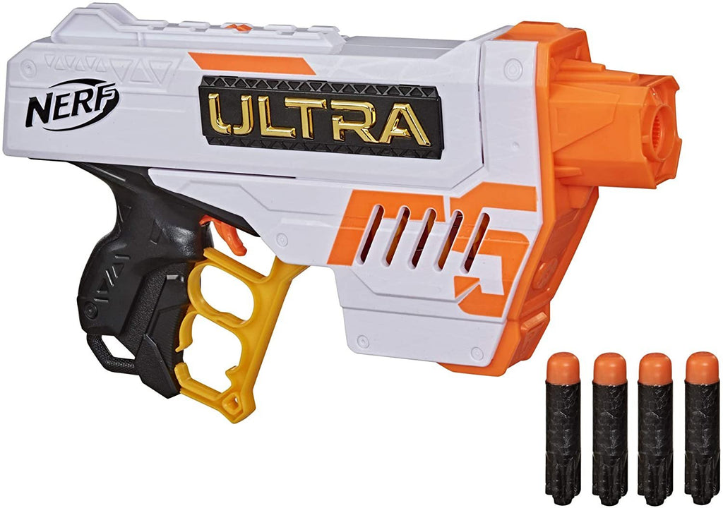 NERF Ultra Five Blaster -- 4-Dart Internal Clip, 4 Ultra Darts, Dart Storage -- Compatible Only Ultra Darts