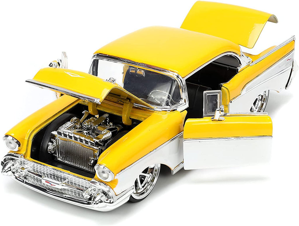 Big Time Muscle 1:24 1957 Chevy Bel-Air Die-cast Car Yellow, Toys for Kids and Adults
