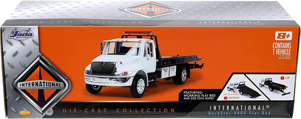 International Durastar 4400 Flatbed Tow Truck Die-cast Car, Toys for Kids and Adults