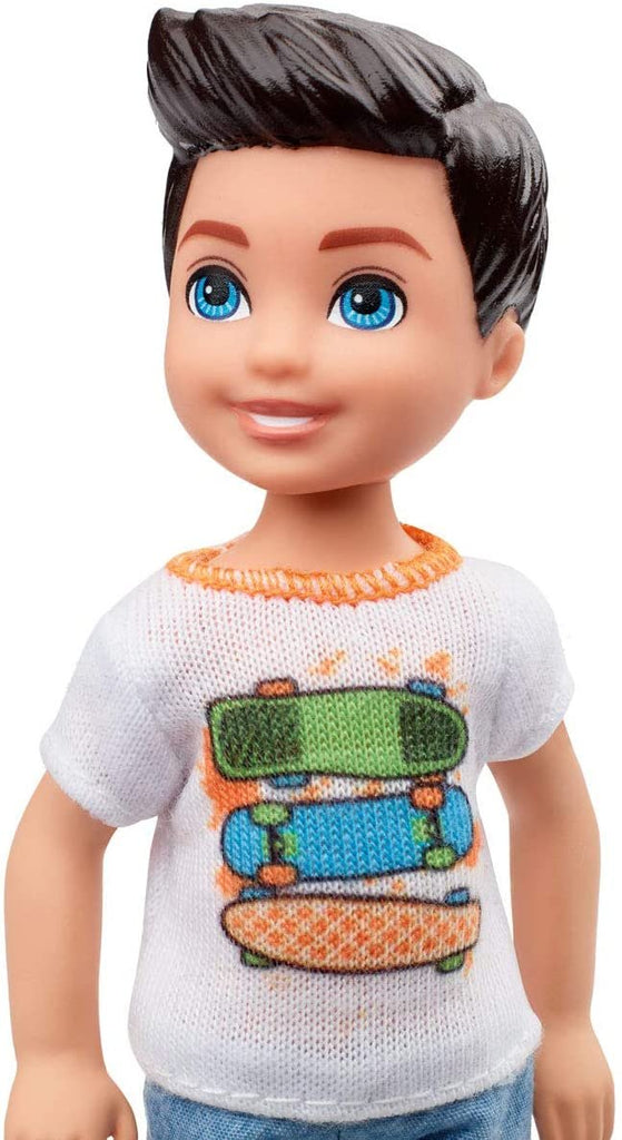 Barbie Club Chelsea Boy Doll (6-inch Brunette) with Skateboard Shirt and Shorts