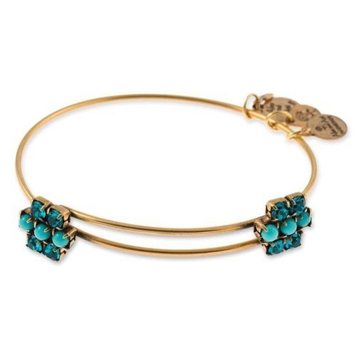 Alex and Ani Women's Aqua Sparkler Beaded Bangle Rafaelian Gold Finish